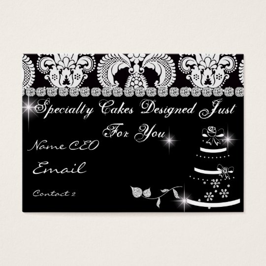 Classy Bling BAKERY Business Card Damask Design