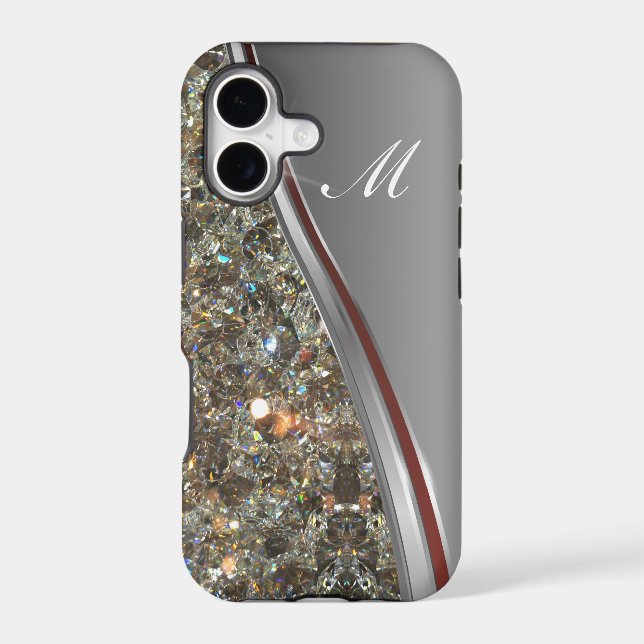 Classy Bling Monogram Design Iphone Case (Back)