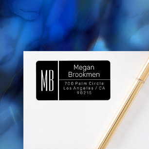 Classy Blk & White/DIY Name Address Monogram/Vs 2 Label