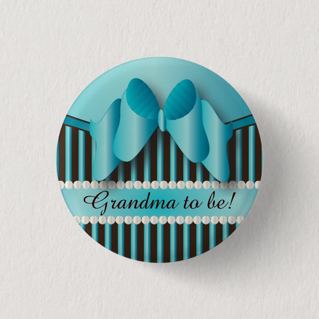 Classy Blue and Brown Stripes Pinback Button (Front)