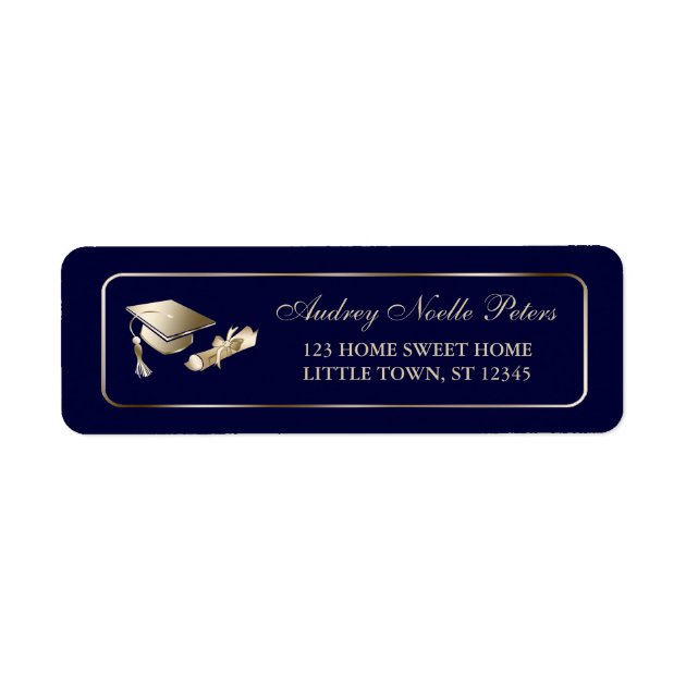 Classy Blue And Gold Graduate Address Labels