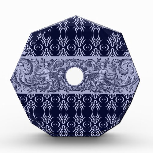Classy Blue Baroque Pattern by LeahG _ cherubs Acrylic Award