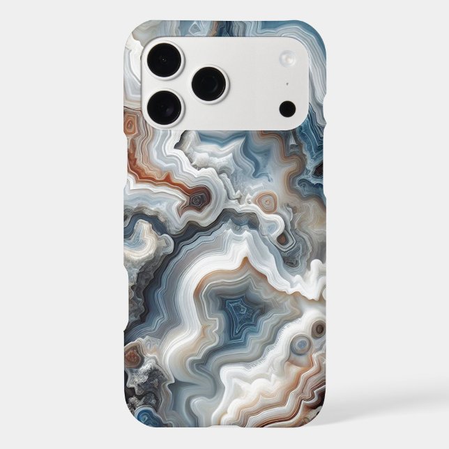 Classy Blue Brown Gray White Quartz Agate Pattern Iphone Case (Back)