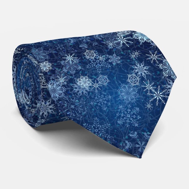 Classy Blue Christmas Tie! Neck Tie (Rolled)