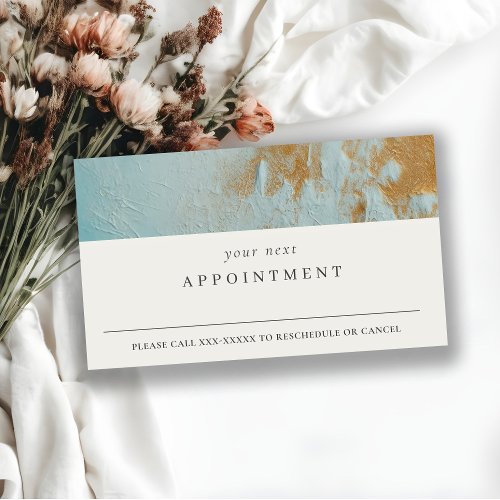 Classy Blue Gold Oil Paint Texture Appointment Business Card