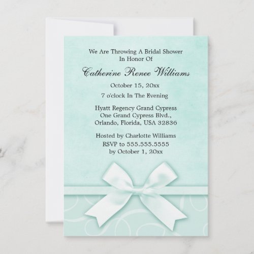 Classy Blue Green Bridal Shower Invitation