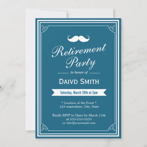 Classy Blue Green Retirement Party Invitations 5" X 7" Invitation Card