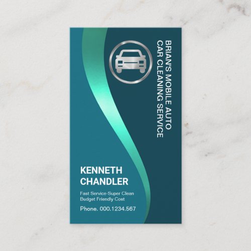 Classy Blue Luminescent Water Wave Mobile Car Wash Business Card
