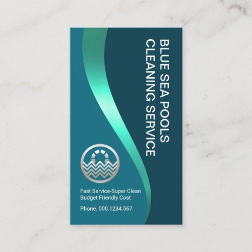 Classy Blue Luminescent Water Wave Swimming Pool Business Card