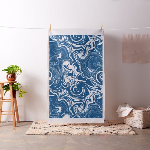 Classy blue marble swirl textured fabric