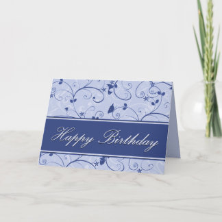 Classy Blue Natural Swirl Birthday Card