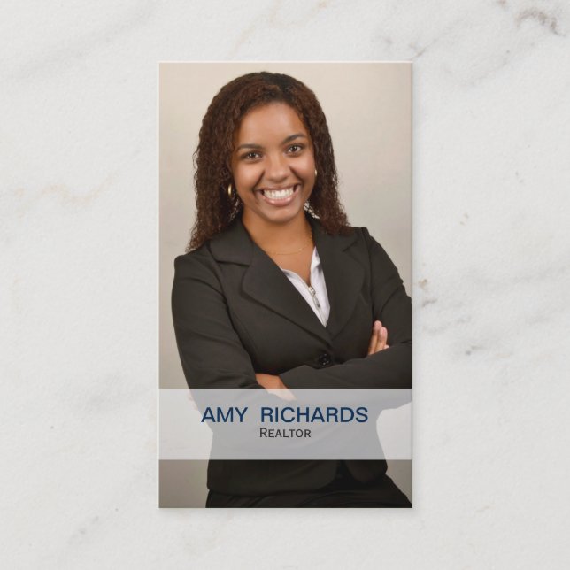 Classy Blue Photo Real estate  businesscards Business Card (Front)