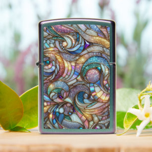 Classy Blue Pink Iridescent Mosaic Art Pattern Zippo Lighter