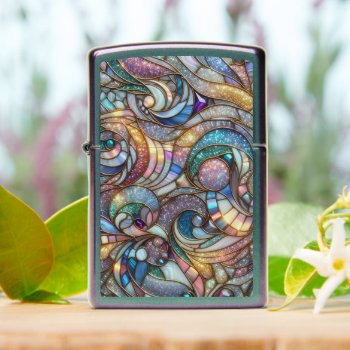 Classy Blue Pink Iridescent Mosaic Art Pattern Zippo Lighter by All_In_Cute_Fun at Zazzle