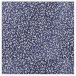 Classy Blue Silver Glitter Leopard Animal Print Fabric