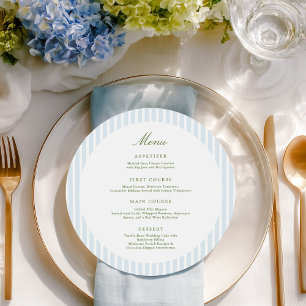 Classy Blue Stripes Round Menu