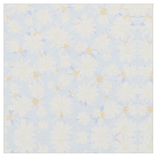Classy Blue White Daisy Flowers Fabric