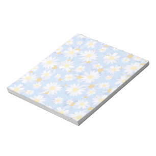 Classy Blue White Daisy Flowers Notepad