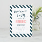 Classy Blue & White Stripes Retirement Party Invitation | Zazzle