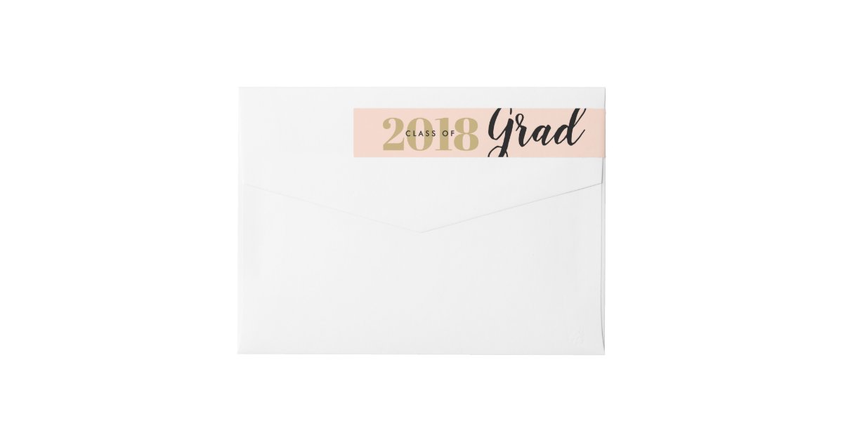 Classy Blush and Gold Graduation Return Address Wrap ...