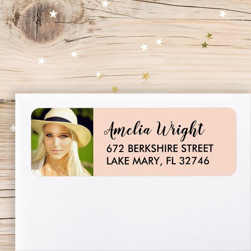 Classy Blush Photo Graduation Return Address Label