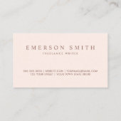 Classy blush pink faux linen trendy minimalist business card (Back)