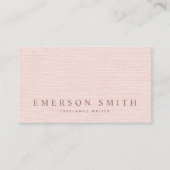 Classy blush pink faux linen trendy minimalist business card (Front)