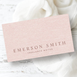 Classy blush pink faux linen trendy minimalist business card