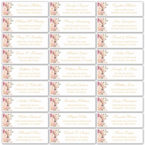 Classy Blush Pink Floral Wedding Guest Address Sticker