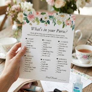 Classy Blush Pink Floral What's In Your Purse Game Flyer