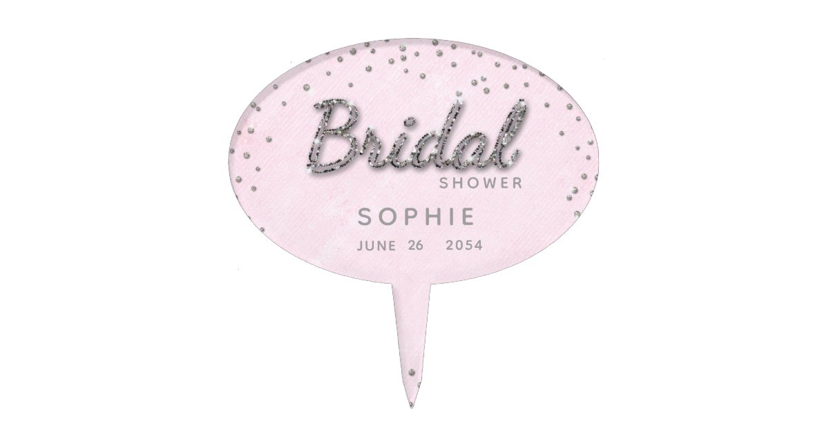 Classy Blush Pink Glitter Sparkle Bridal Shower Cake Topper Zazzle 3632