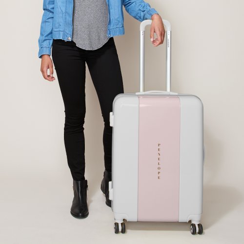 Classy Blush Pink  Gold Vertical Name Luggage