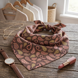 Classy Blush Pink Lime Green Dark Brown Paisley Bandana