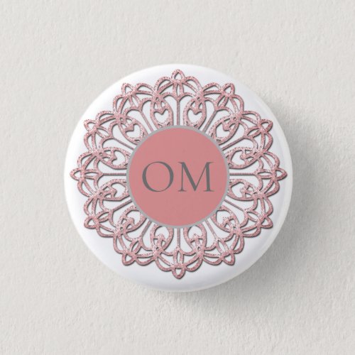 Classy  Blush Pink Mandala OM   Button