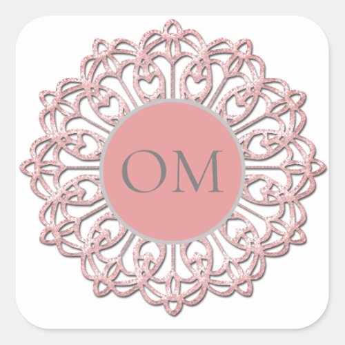 Classy  Blush Pink Mandala OM    Square Sticker