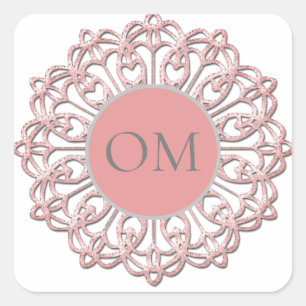 Classy  Blush Pink Mandala OM    Square Sticker