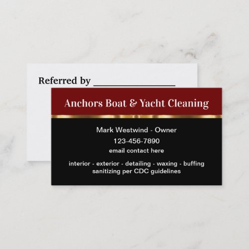 Classy Boat And Yacht Cleaning Business Cards