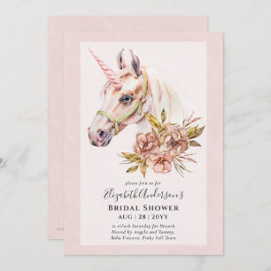 Classy BOHO Unicorn Bridal Shower Lunch Invitation