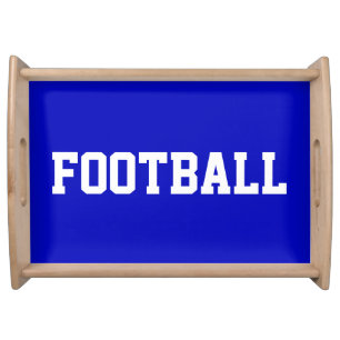 Classy Bold FOOTBALL White Text On Royal Blue Serving Tray