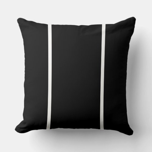 Classy Bold Modern Black White Slim Sporty Stripes Throw Pillow