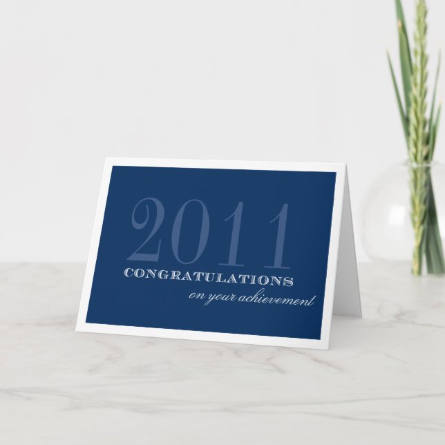 Classy border navy blue congratulation achievement card (Front)