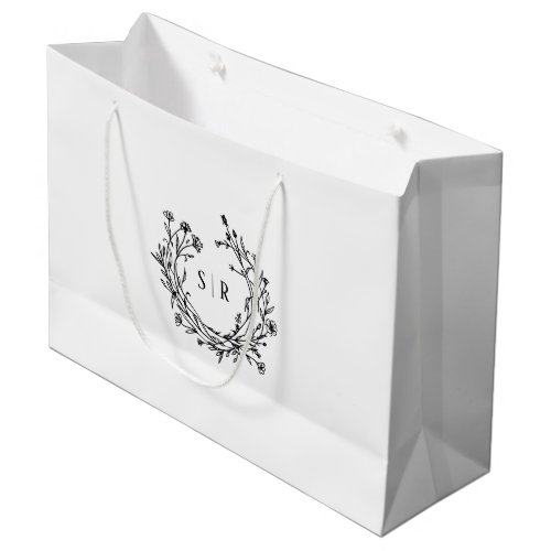 Classy Botanical Monogram Wedding Welcome Guest Large Gift Bag