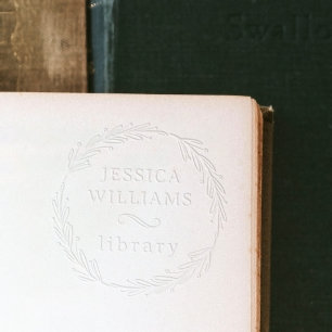 Classy Botanical Wreath Personal Library Bookplate Embosser