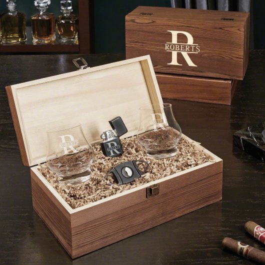 Classy Box Set w/ Cigar Cutter & Whiskey Snifters (Open)