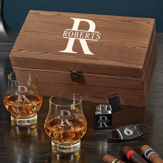 Classy Box Set w/ Cigar Cutter & Whiskey Snifters (Front)