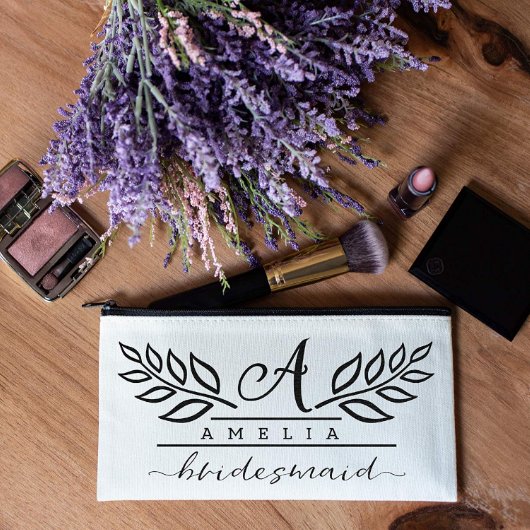 Classy Branches And Leaves Canvas Cosmetic Bag (Top)