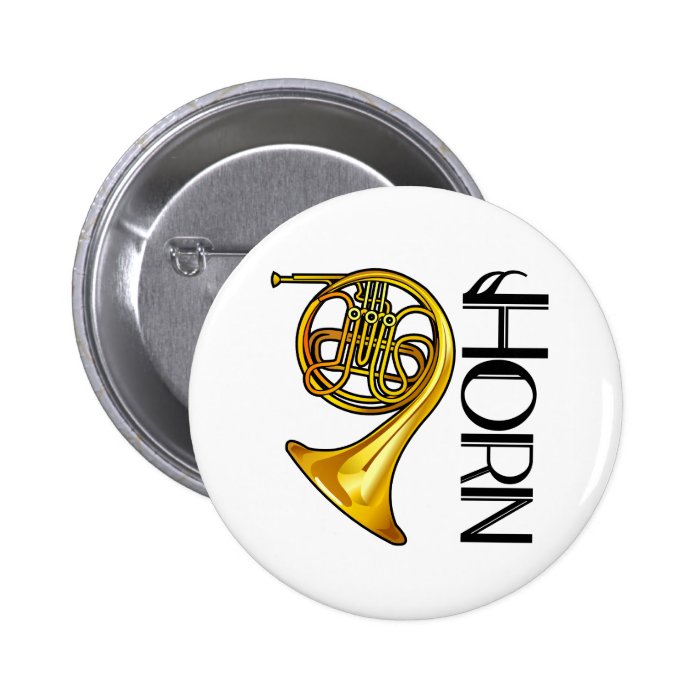 Classy Brass French Horn Button