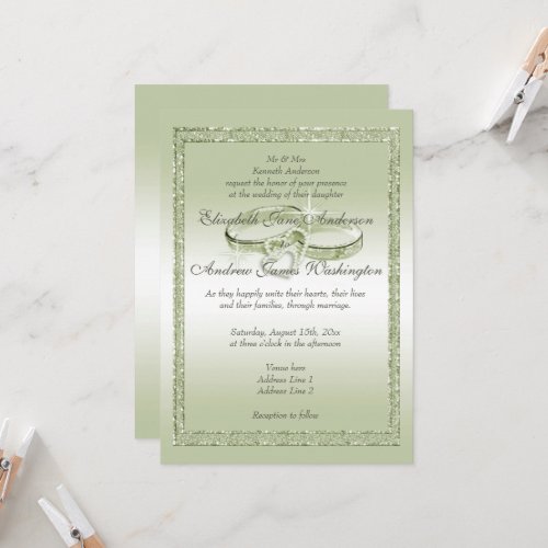Classy Breezeway Glitter  Wedding Rings Invitation