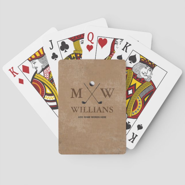 Classy Brown 2-initials/name Poker Cards (Back)