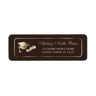Classy Brown and Gold Graduate Address Labels